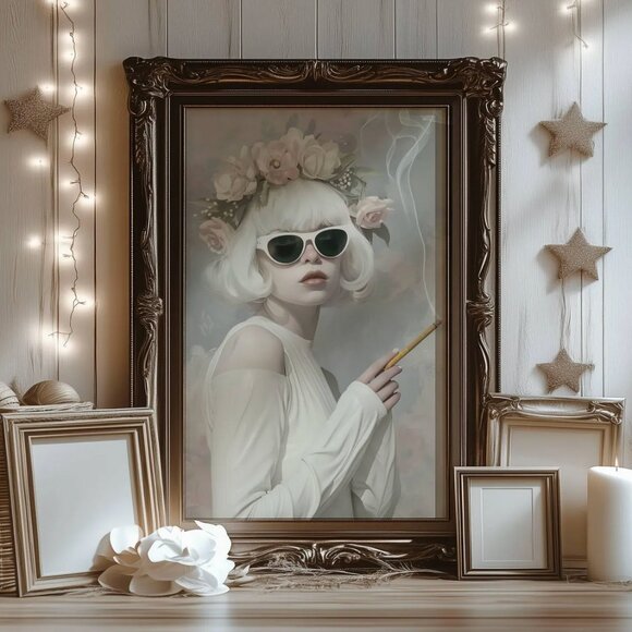 Original Floral Fashion Art Print + Digital Copy, Surreal Avant Garde - Picture 3 of 9